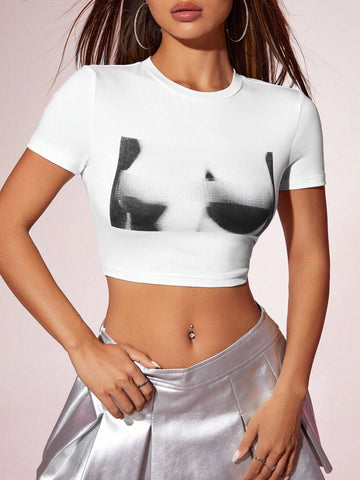 Figure Graphic Crop Tee