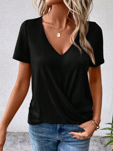 Solid V Neck Tee