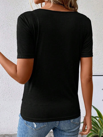 Solid V Neck Tee