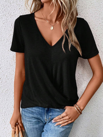 Solid V Neck Tee