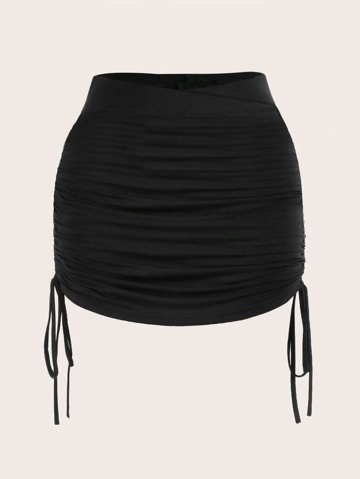 EZwear Drawstring Side Ruched Bodycon Skirt