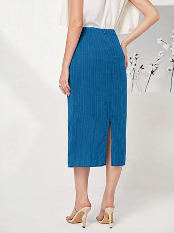 Modely Cotton Solid Knot Front Skirt