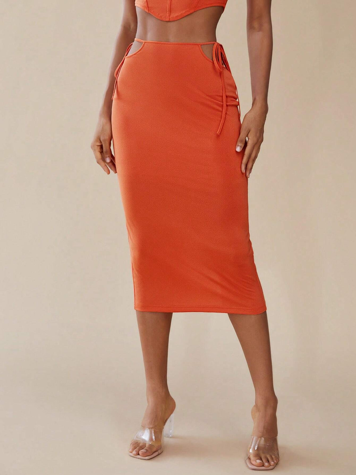 Solid Knot Side Pencil Skirt