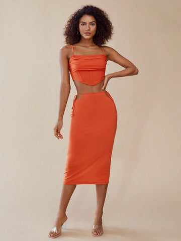 Solid Knot Side Pencil Skirt