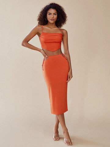 Solid Knot Side Pencil Skirt