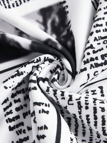 Newspaper Print Crop Tee