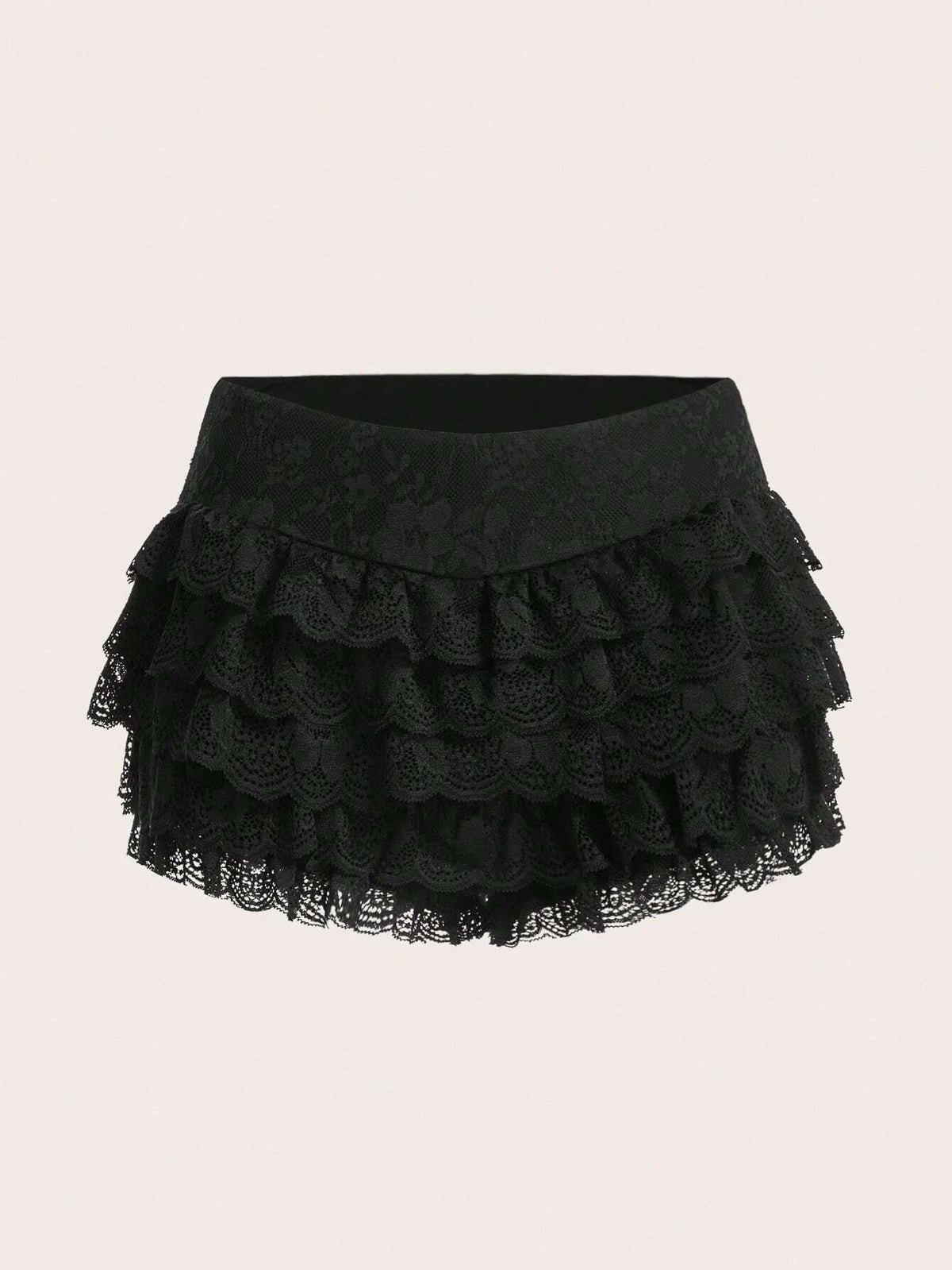 ICON Contrast Lace Ruffle Trim Shorts