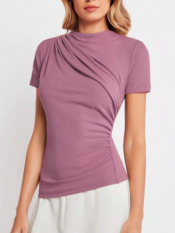 Solid Ruched Tee