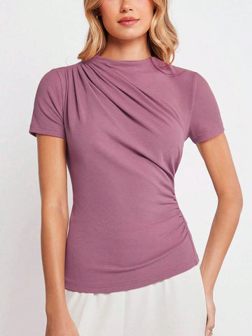 Solid Ruched Tee