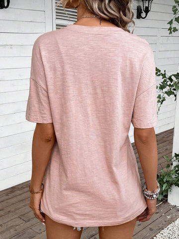 Contrast Lace Drop Shoulder Tee