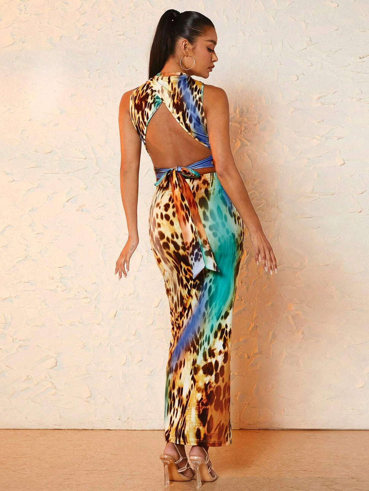 Leopard Print Crop Tank Top & Skirt