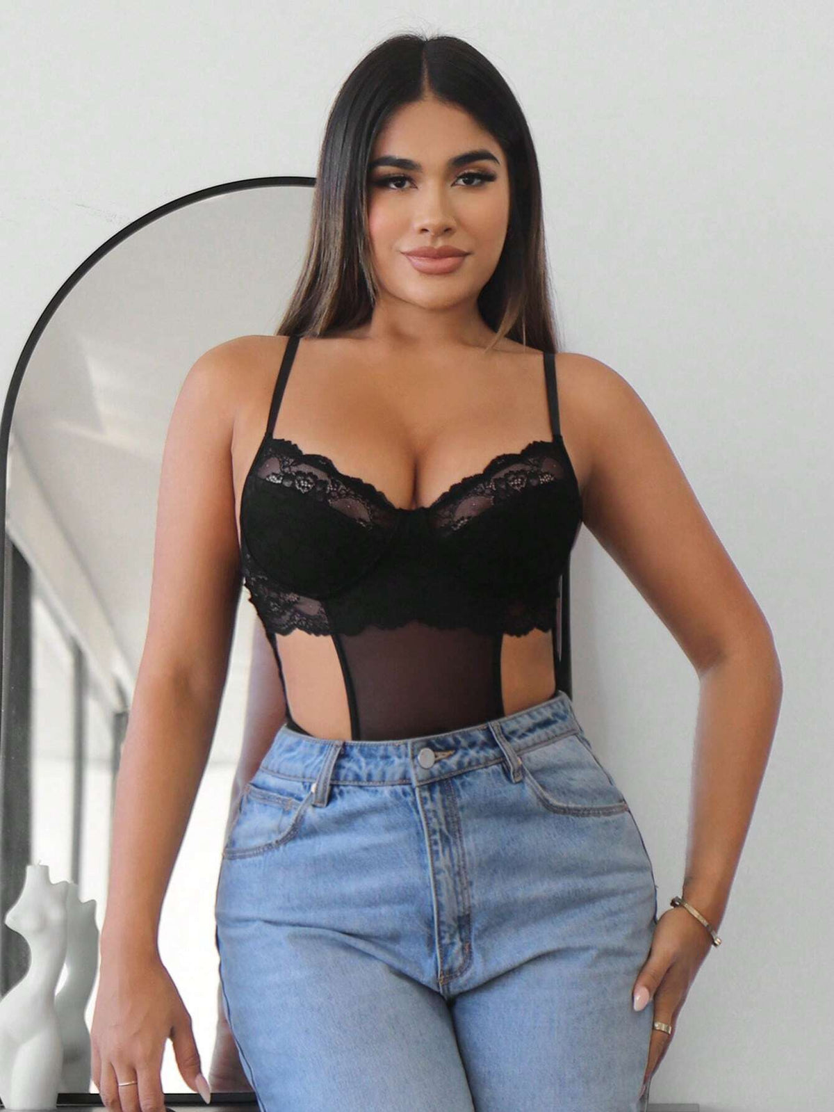 Cut Out Lace Cami Bodysuit