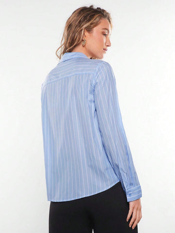 Striped Print Button Front Shirt