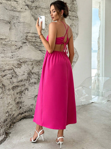 Cut Out Waist Split Thigh Dress