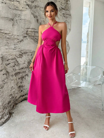 Cut Out Waist Split Thigh Dress