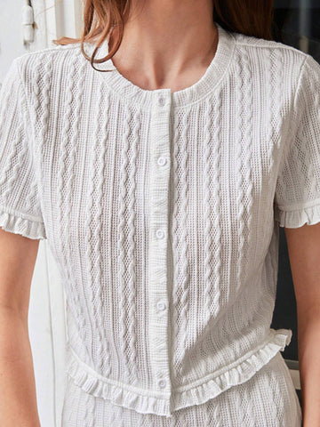 Solid Button Front Tee & Skirt