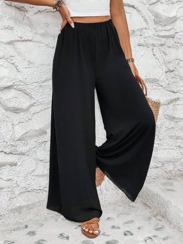 Solid Wide Leg Pants