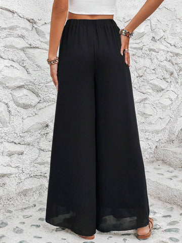 Solid Wide Leg Pants