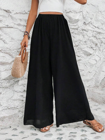 Solid Wide Leg Pants