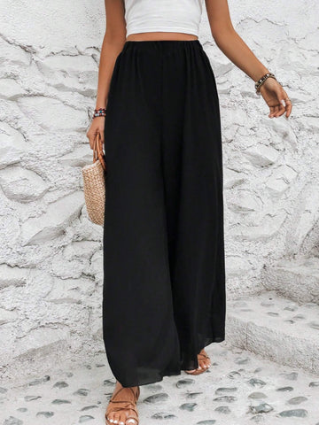 Solid Wide Leg Pants