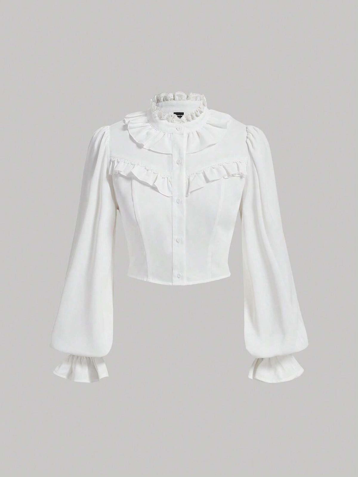 Ruffle Trim Flounce Sleeve Crop Blouse