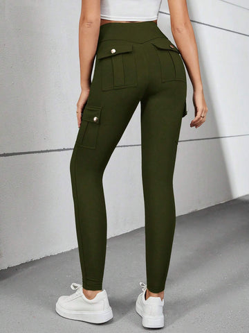 Flap Pocket Side Skinny Pants