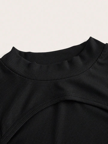 Cut Out Cold Shoulder High Cut Bodysuit