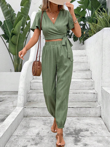 Solid Knot Side Wrap Top & Pants