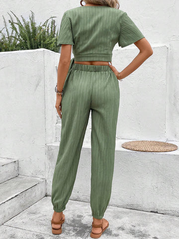 Solid Knot Side Wrap Top & Pants