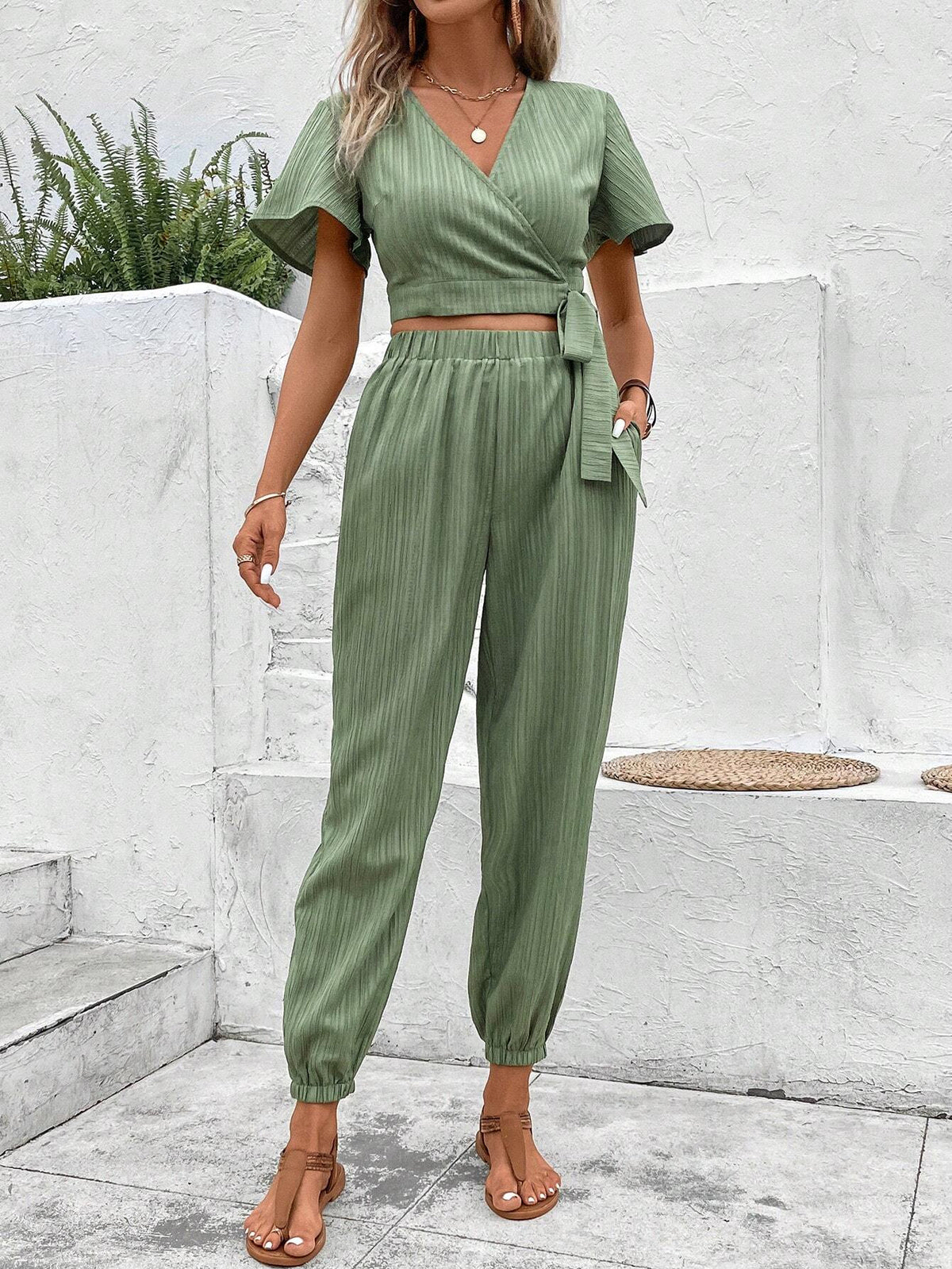 Solid Knot Side Wrap Top & Pants