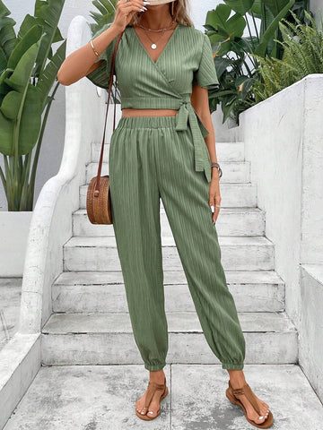 Solid Knot Side Wrap Top & Pants