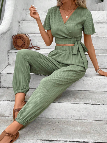 Solid Knot Side Wrap Top & Pants