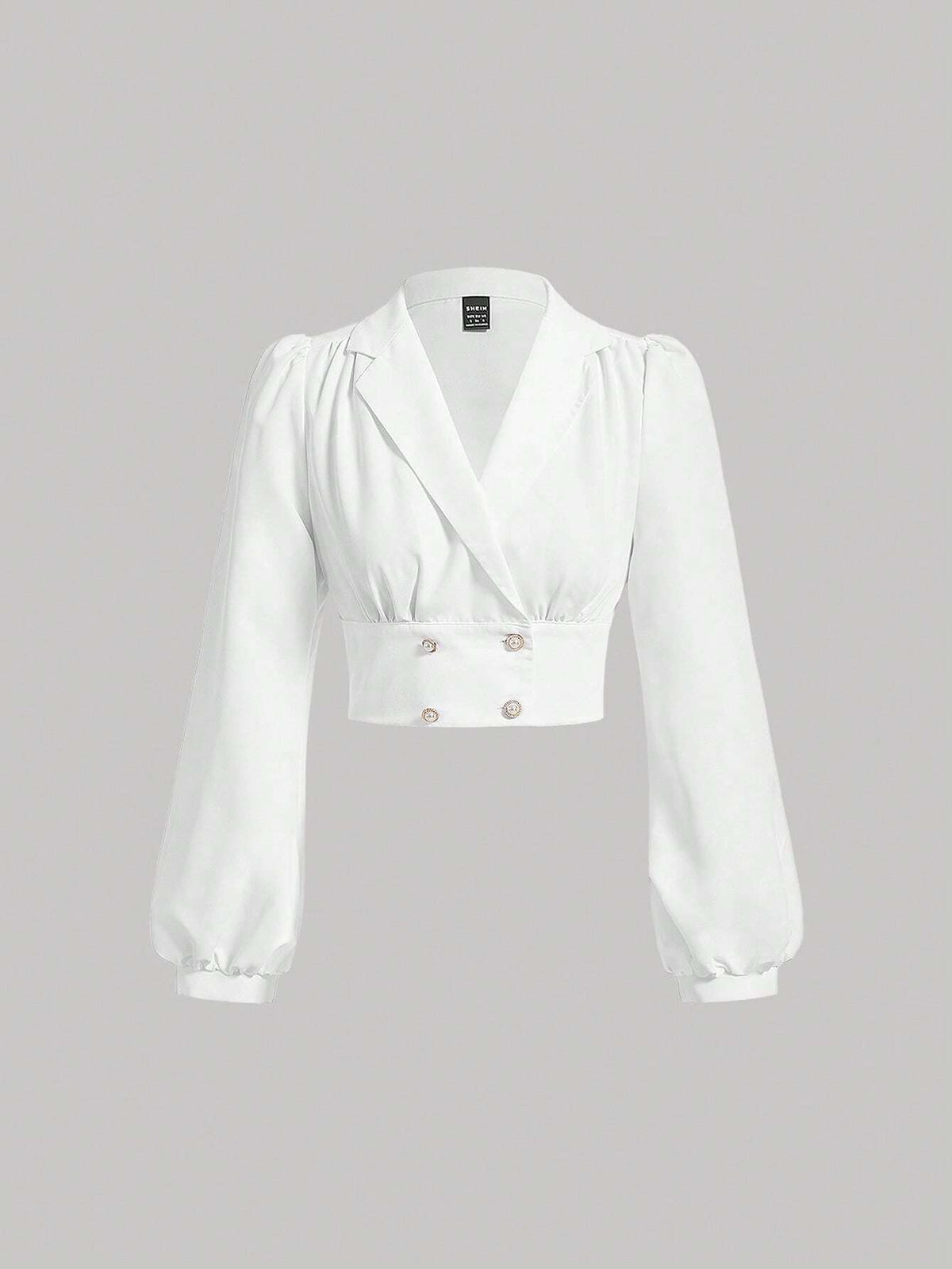 Lapel Neck Double Breasted Crop Blouse