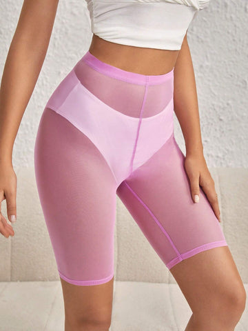 Tall High Waist Mesh Biker Shorts Without Panty