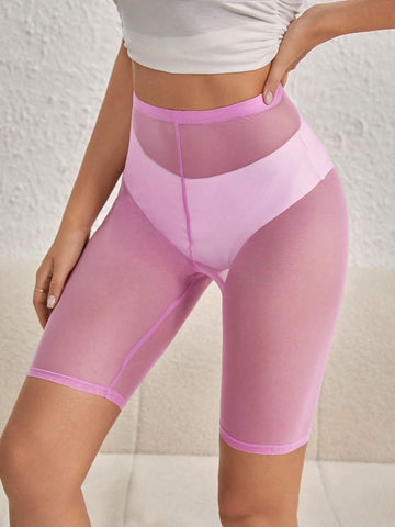 Tall High Waist Mesh Biker Shorts Without Panty