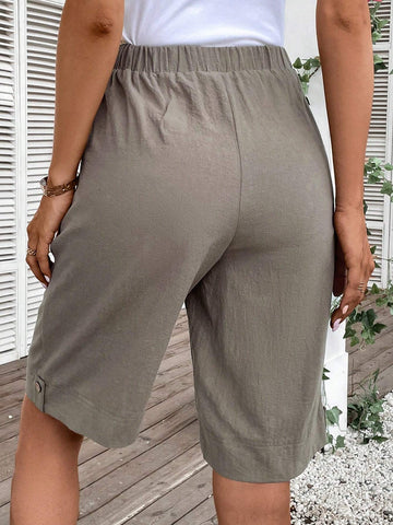 Slant Pocket Button Detail Shorts