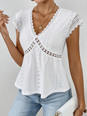 Guipure Lace Insert Peplum Schiffy Tee