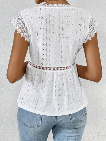 Guipure Lace Insert Peplum Schiffy Tee