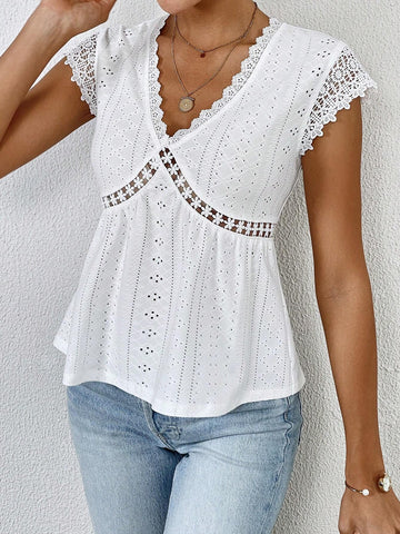 Guipure Lace Insert Peplum Schiffy Tee