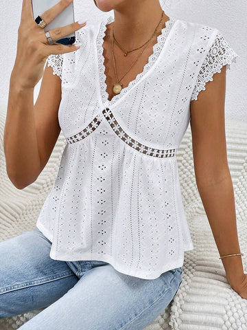 Guipure Lace Insert Peplum Schiffy Tee