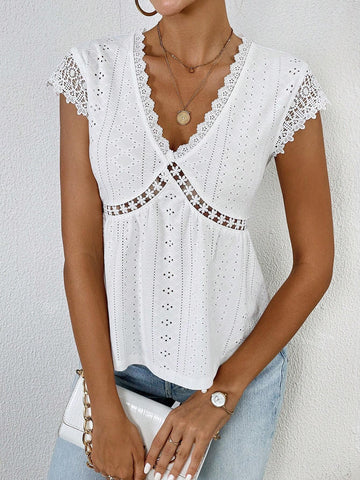 Guipure Lace Insert Peplum Schiffy Tee