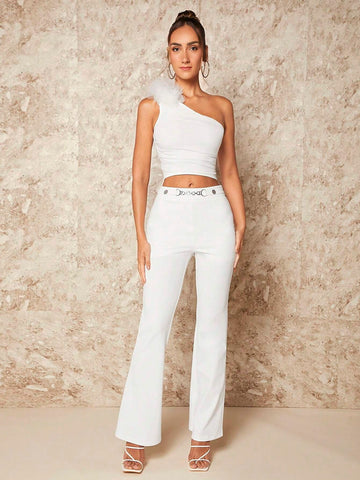 BAE Chain Detail Flare Leg Pants