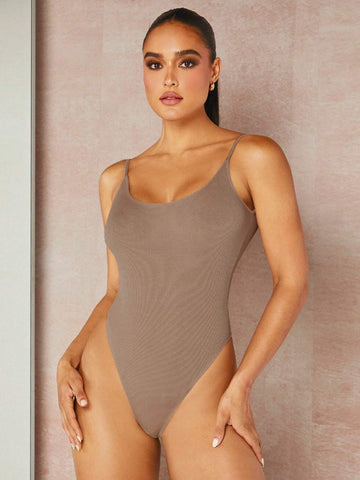 Solid Backless Cami Bodysuit