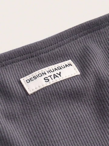 Solid Tube Top & Drawstring Waist Cargo Pants