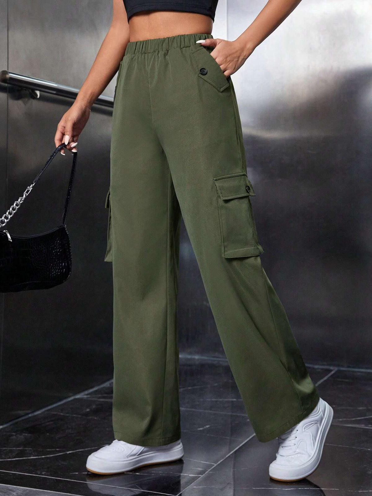 PETITE Flap Pocket Side Cargo Pants
