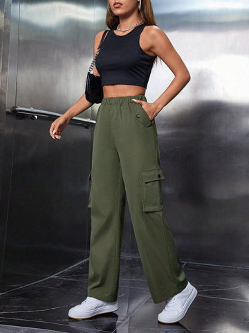 PETITE Flap Pocket Side Cargo Pants