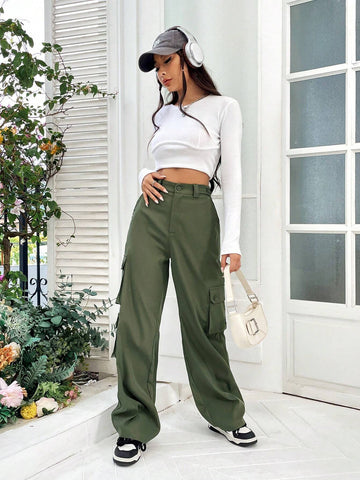 EZwear Flap Pocket Side Cargo Pants