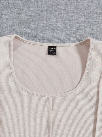 Solid Crop Tank Top & Drawstring Waist Shorts