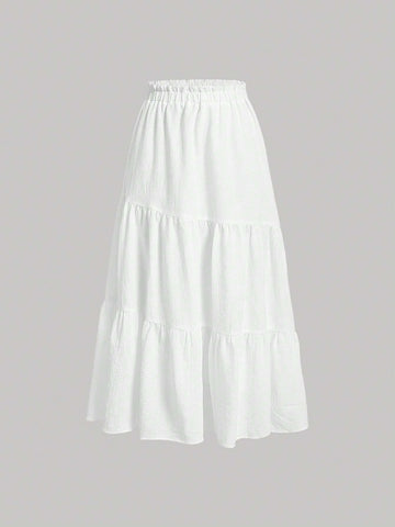 MOD Solid Ruffle Hem Skirt