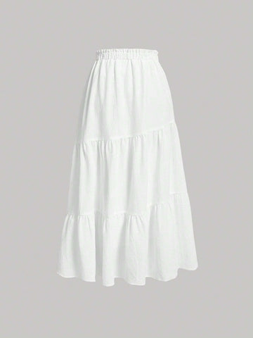MOD Solid Ruffle Hem Skirt